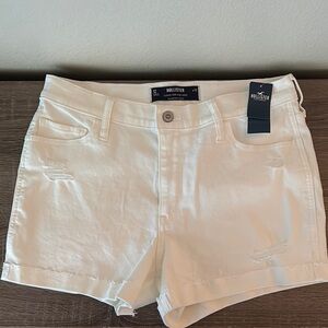 Hollister High Rise White Jean Shorts Size